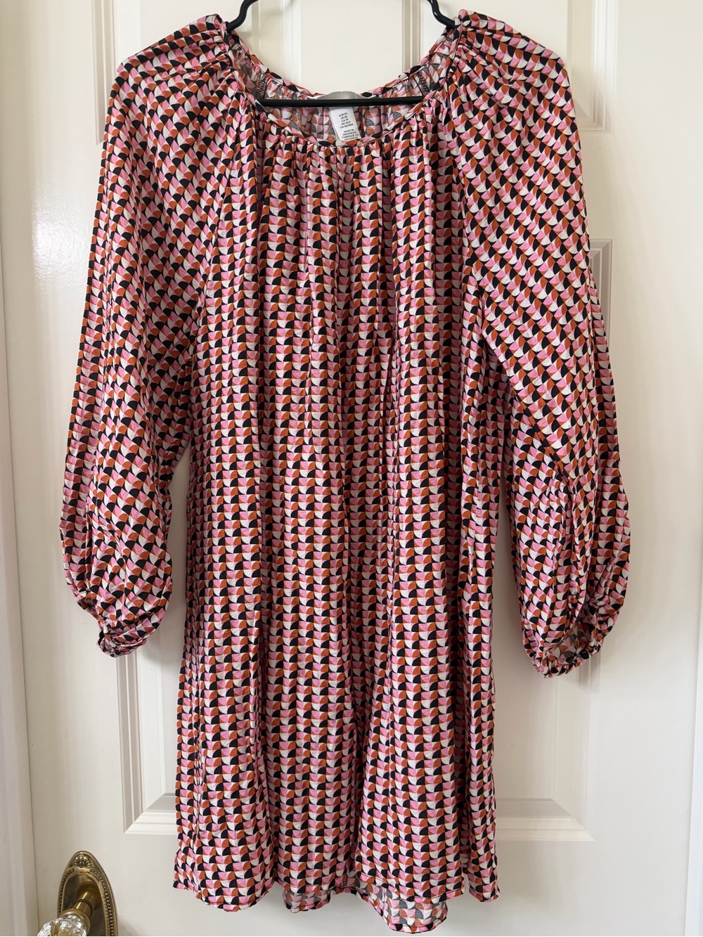 Geometric Pink Black Shift Dress